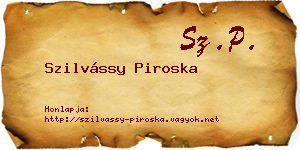 Szilvássy Piroska névjegykártya