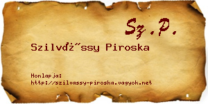 Szilvássy Piroska névjegykártya