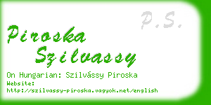 piroska szilvassy business card